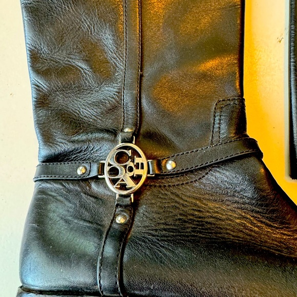Nice COACH High End Mulan Extended Calf Black Leather Women’s 7B Boots MINTY - Picture 7 of 10